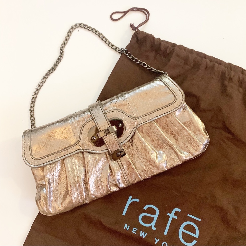 Rafe Metallic Leather Bag With Chain Strap